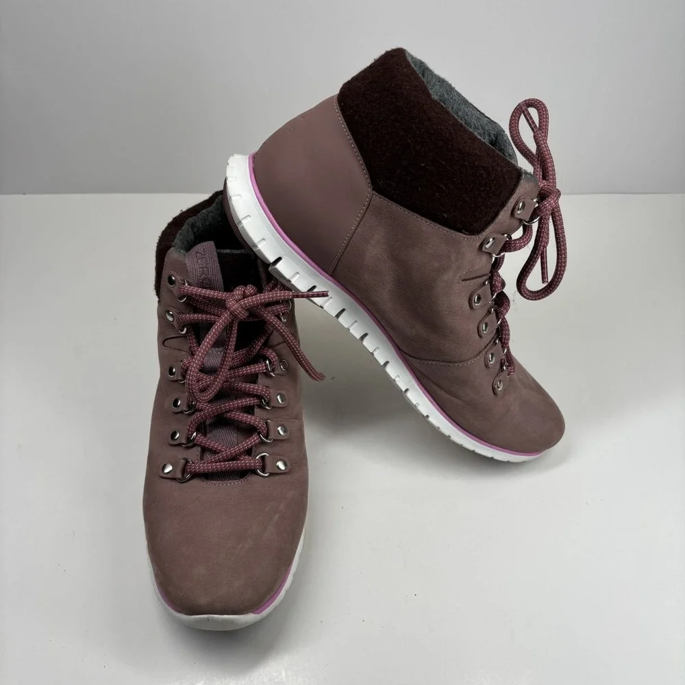 Cole Haan ZERØGRAND Women's 9.5B Mauve/Pink Leather Waterproof Hiker Boot W14044